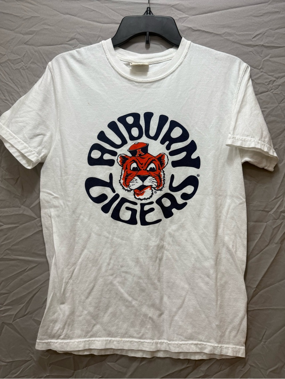 Comfort Colors White Auburn Tigers Graphic Tee with Navy and Orange Print
